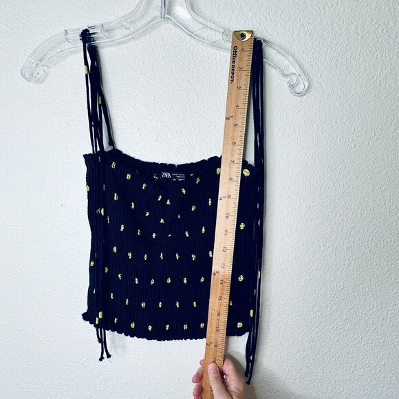 Zara Navy & Yellow Polka Dot Smocked Tube Top XS - Picture 12 of 13